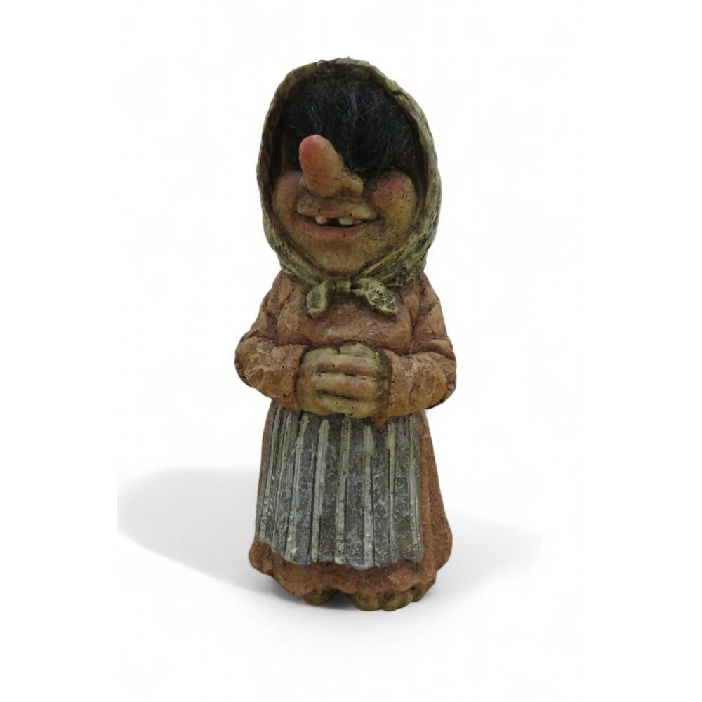 Zemeno Troll Witch Fairy with Tail Kerchief Dress Apron Black Hair Vintage